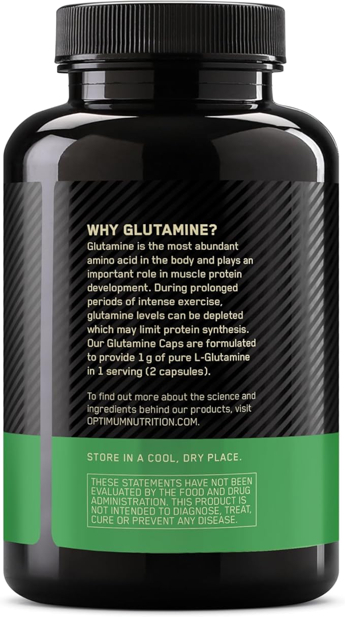 Optimum Nutrition L-Glutamine Muscle Recovery Capsules 1000mg 240 Count (Package May Vary)