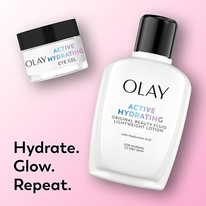 Olay Face Moisturizer active Hydrating Beauty Fluid Lotion Original Facial Moisturizer 4 Oz. (Pack of 2)