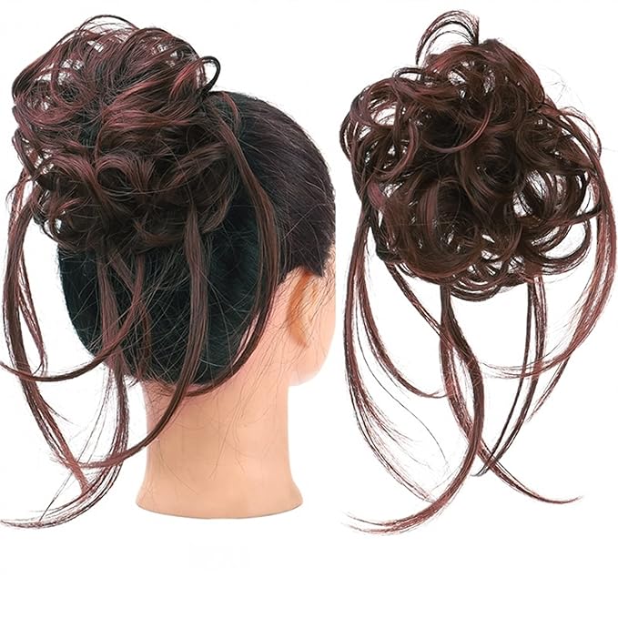 CHICKEN Hair Extensions Synthetic Hair Bun with Elastic Comb Messy Bun Curls Hair Bun Women Wig Hair Extensions Hair Accessories Hair Pieces For Women (Color : SW205-02)