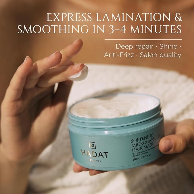 HADAT Softening Microcapsule Express Hair Mask ? Professional Smoothing Hair Treatment ? Salon Lamination ? Deep Repair ? Anti-Frizz ? Moisturizing ? Curly Frizzy Damaged Hair 9.47 Fl Oz