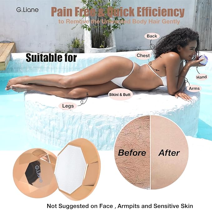 Crystal Hair EraserPainless Nano Hair Remover ExfoliationGentle and Efficient Glass Hair Removal Device Without WaxingNatural Epilator for Women and Men(Gold)