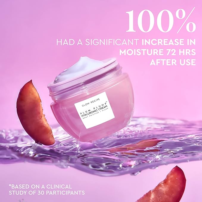 Glow Recipe Plum Plump Hyaluronic Acid Face Cream Refill - Hydrating Firming &amp Plumping Facial Moisturizer for Women &amp Men - Korean Skin Care with Polyglutamic Peptides for Dry Skin Wrinkles