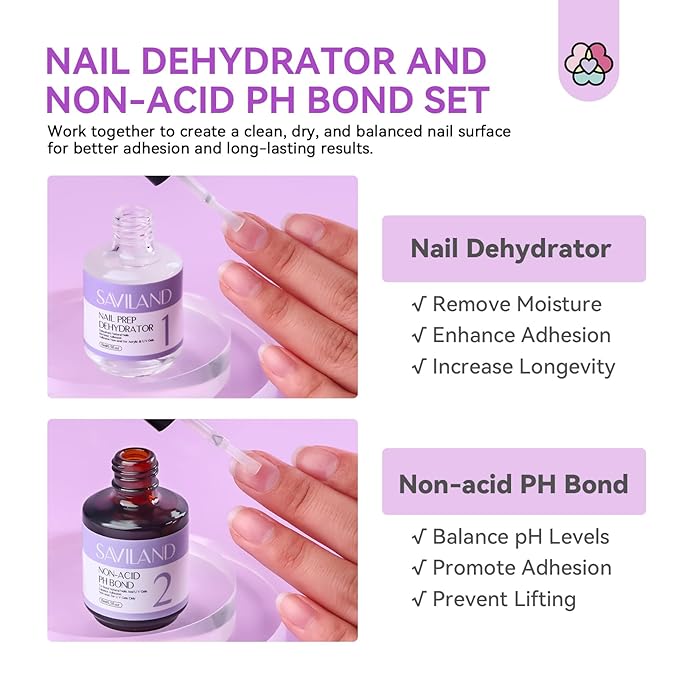 SAVILAND Essentials Acrylic Nail Kit for Beginners: White Pink Clear Acrylic Powder and Liquid Set with Nail Dehydrator Primer Brushes Forms Tips Tools Nails Kit Acrylic Set with Everything Home DIY