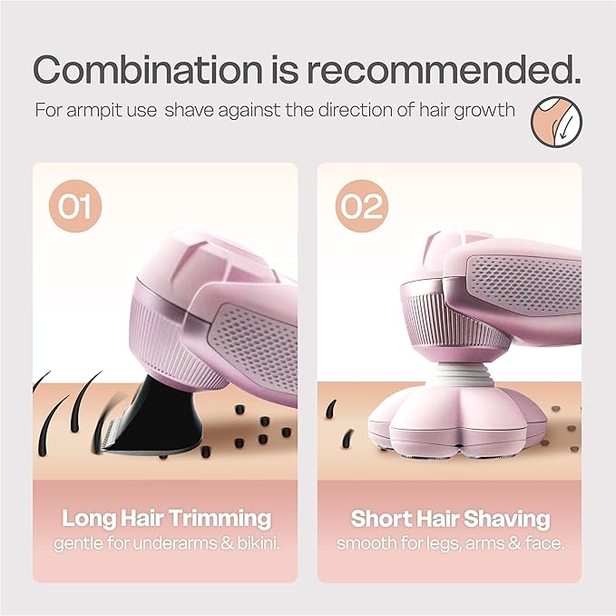 3-in-1 Electric Razor for Women Painless Bikini Trimmer &amp Body Shaver IPX7 Waterproof Wet/Dry 120-Min Type-C Rechargeable Gentle &amp Smooth Pink Shaver Ideal Holiday Gift for Her