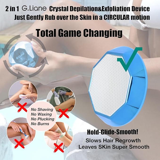 Crystal Hair EraserPainless Nano Hair Remover ExfoliationGentle and Efficient Glass Hair Removal Device Without WaxingNatural Epilator for Women and Men(Royal Blue)