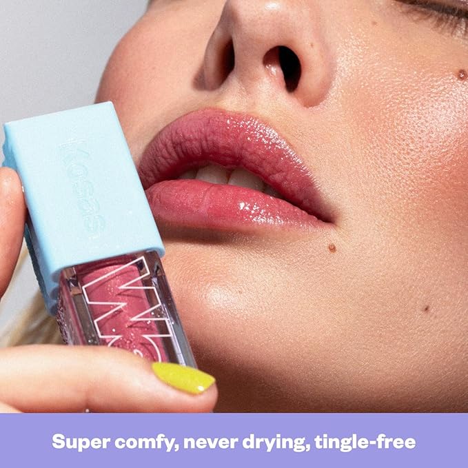 Kosas Wet Lip Oil Gloss - Hydrating Lip Plumping Treatment with Hyaluronic Acid &amp Peptides Non-Sticky Finish (Malibu)
