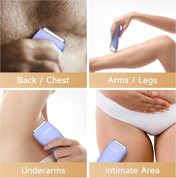 Bikini Trimmer for Women Pubic Hair Trimmer Waterproof USB-C Rechargeable LED Light Replaceable Blade Electric Razors for Women Electric Lady Shaver (Violet)