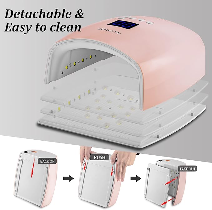 UV LED Nail Lamp Cordless Gel Polish Dryer for Professional Gel Manicures - Pink