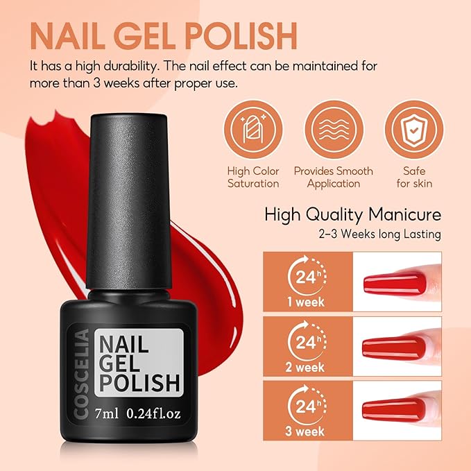 COSCELIA 66pcs Gel Nail Polish Kit with U V light and Drill 35 Colors Fall Winter Gel Polish Set 5pcs Top Base Coat Nail Art Starter French Gel Manicure Kit Christmas Gifts for Women Teens Girls