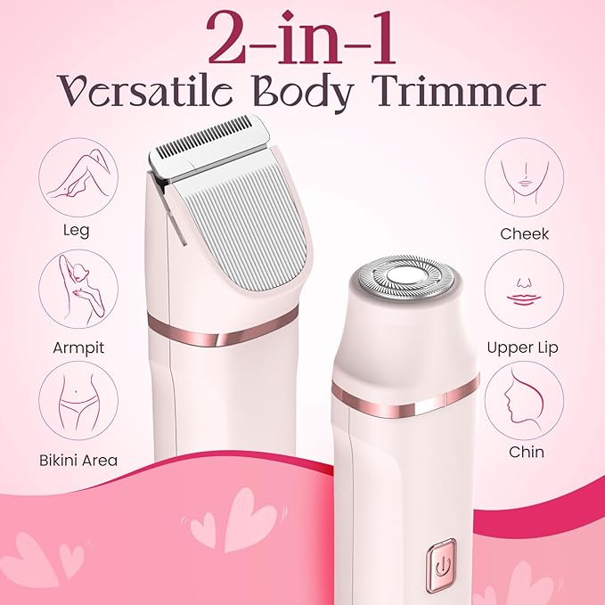 Bikini Trimmer for Women - Painless Electric Razors for Silk SkinCordless Body Shaver for TripReplaceable Lady Facial Razor IPX7 Waterproof&ampEasy Cleaning Stocking Stuffers Christmas Gifts