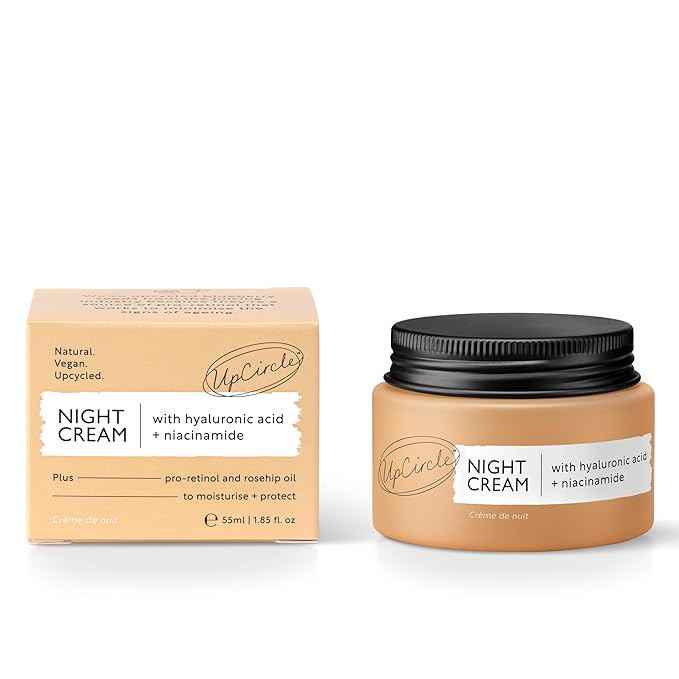 UPCIRCLE Night Cream with Hyaluronic Acid + Niacinamide 1.85oz - Nourishing and Unscented for Sensitive Skin with Anti-Ageing Properties - Vegan + Cruelty-Free