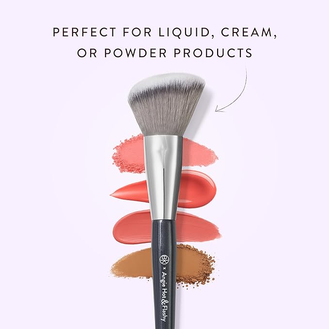 BK BEAUTY - ANGIE HOT &amp FLASHY A507 ANGLED BLUSH BRUSH ? For Blush Bronzer &amp Contour Fluffy Angled Brush for Seamless Streak-Free Finish