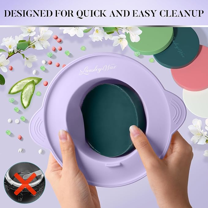 LANSLEYWAX Digital Waxing Kit for Women Men - Purple Waxing Machine with 39 Accessories - Hard Wax Kit for Arms Legs Brazilian Bikini Facial Sensitive Skin Wax Warmer Hair Removal for Home/Salon Use