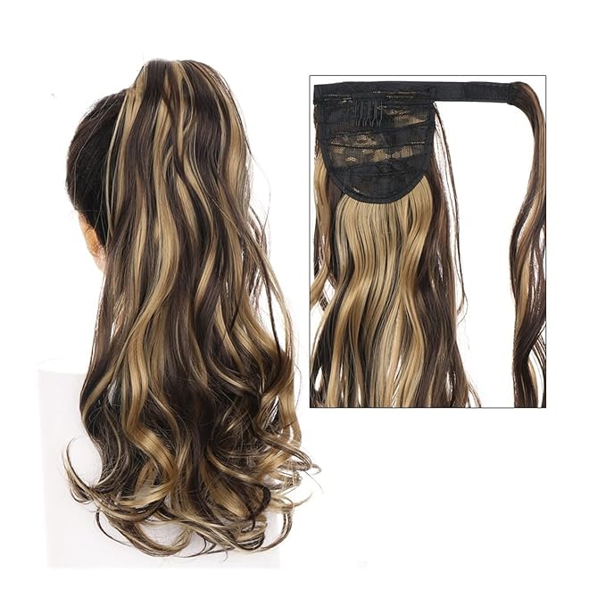 Hair Accessories 22 Long Wavy Ponytail Lengthening Synthetic Curly Wraparound Ponytail Hair Extension Hair Clip Women Wig Curly Bun Hair Pieces For Women(17)