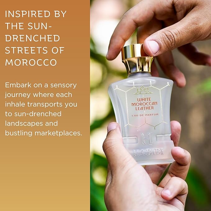 H HABIBI White Moroccan Leather Perfume for Men ? 2.5 oz (75ML) Long Lasting Arabian Cologne Spicy Woody Men Perfume Luxury Fragrance Gift for Special Occasions