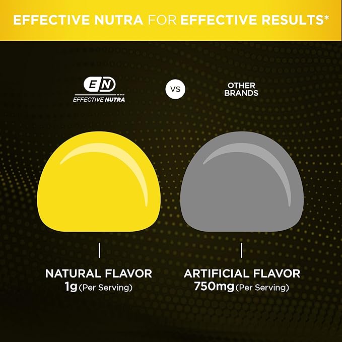 Effective Nutra Creatine Monohydrate Gummies - 1g Creatine per Gummy - Vegan Muscle &amp Strength Supplement for Men &amp Women - Supports Muscle Growth Energy Endurance - Lemon Flavor Made in US