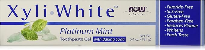 Now Foods Xyliwhite Baking Soda Toothpaste Platinum Mint 6.4-Ounces Pack of 4