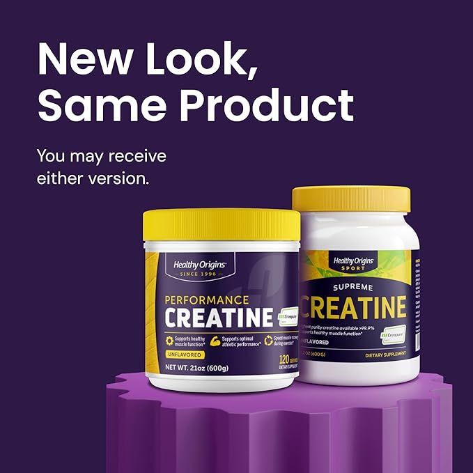 Healthy Origins® Performance Creatine with Creapure® Unflavored Micronized Powder Supports Muscle Function Energy &amp Recovery 21.2oz (600g) 120 Servings