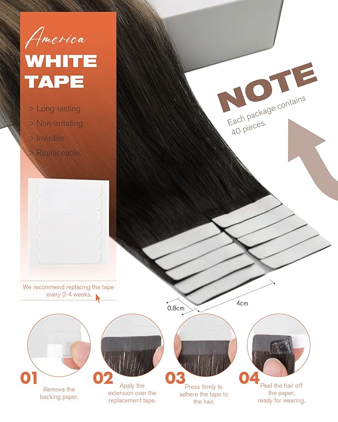 Sunny Hair Tape in Hair Extensions Human Hair 22 Inch 40Pcs Remy Tape in Extensions Black Balayage Brown Ombre Ash Blonde Hair Extensions Tape in 100g