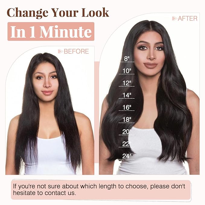 Hairro 100% Human Hair Clip in Extensions Straight Real Hair Hairpieces Machine Weft Extensions to Add Length for Women 20 Inch 8pcs 18 Clips Long Thin Ash Blonde Mix Bleach Blonde