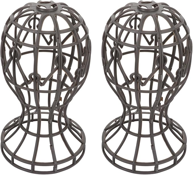 2Pcs Portable Wig Head Stand Holder Gray Plastic Multi-purpose Display for Hair Styling Wig Making Hat and Glasses Display Beauty Accessory for Salon and Home Use
