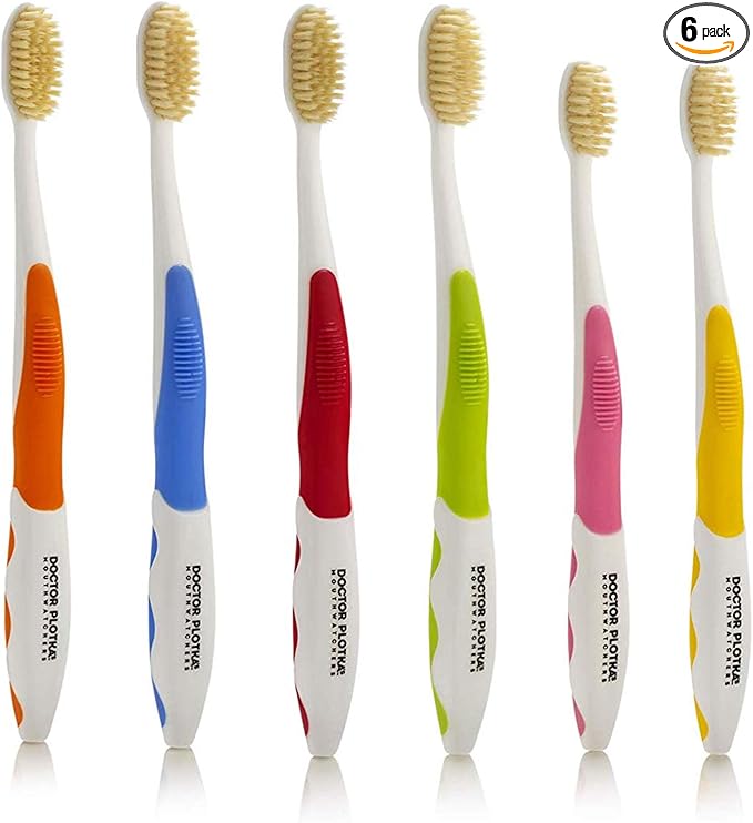 MOUTHWATCHERS Soft Flossing Toothbrushes Value Family Pack 4 Adult &amp 2 Kids Ultra Clean Manual Toothbrush Set for Sensitive Teeth &amp Gums by Dr. Plotka Assorted Colors