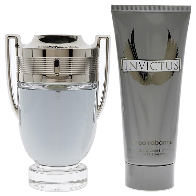Paco Rabanne Invictus for Men - 2 Pc Gift Set 3.4oz EDT Spray 3.4oz All Over Shampoo