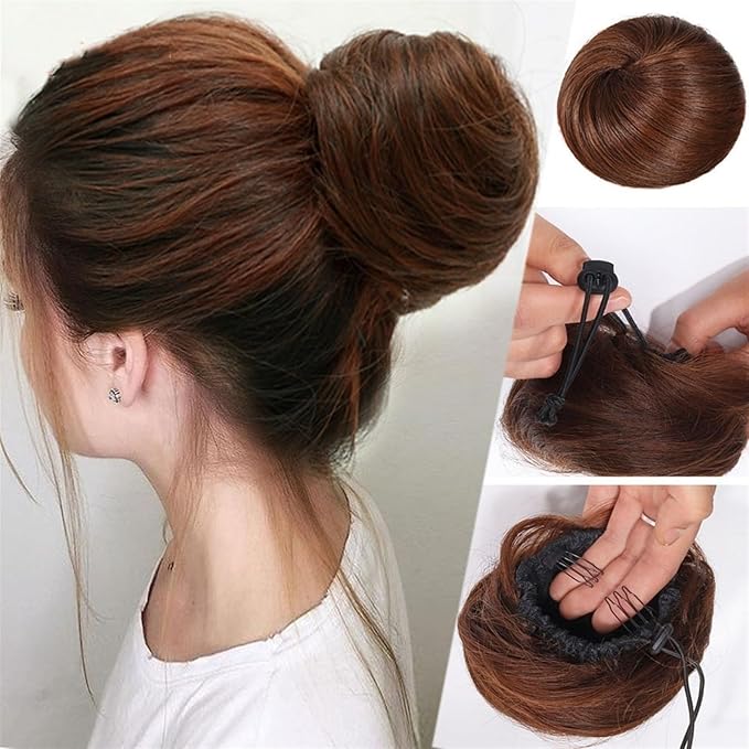 Messy Hair Bun Synthetic Hair Bun Straight Chignon for Women Girls Clip in Hair Tail Extension Hairpiece Drawstring Ballet Hair Bun Ponytail Extension Ponytail Hairpiece for Daily Wear (Color : 106