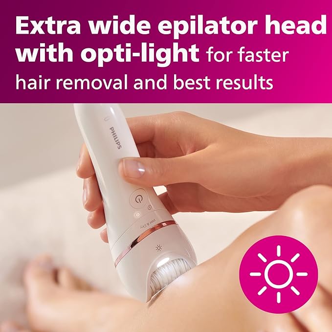 Philips Beauty Epilator Series 8000 5 in 1 Shaver for Women Trimmer Pedicure &amp Body Exfoliator + 9 Accessories BRE740/14