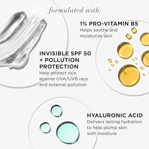 IT Cosmetics Hello Sunshine Invisible Sunscreen for Face SPF 50 - Sunscreen Hydrating Serum &amp Makeup Primer - 1% Pro-Vitamin B5 &amp Hyaluronic Acid - HSA/FSA Eligible - No White Cast