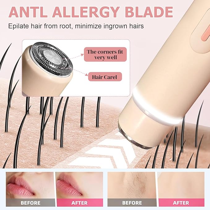 2 in 1 Bikini Trimmer for Women Led Electric Dual Head Shaver Women Rechargeable &amp Waterproof Painless for Sensitive Skin Electric Bikini Trimmer for Bikini Line &amp Pubic Legs Face Under