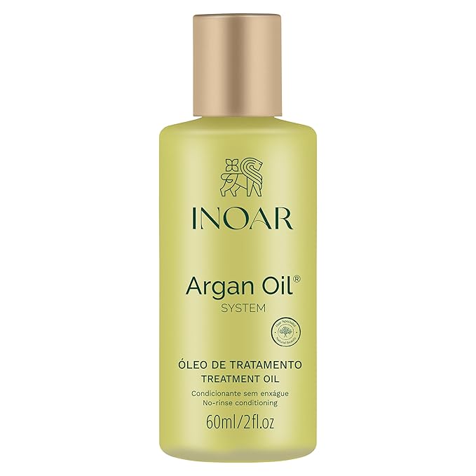 Inoar Argan Oil Hydrating Treatment Oil with Smoothing &amp Thermal Protection for Hair Vegan &amp Cruelty-Free 2 Fl Oz