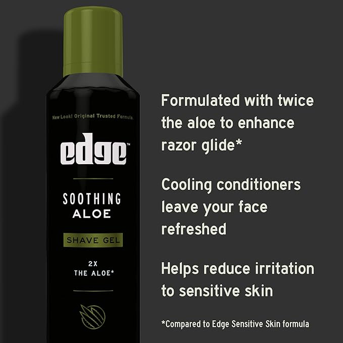 Edge Shaving Gel for Men Soothing Aloe with Twice The Aloe (6 Pack) - Shave Gel For Men That Moisturizes Protects and Soothes To Help Reduce Skin Irritation