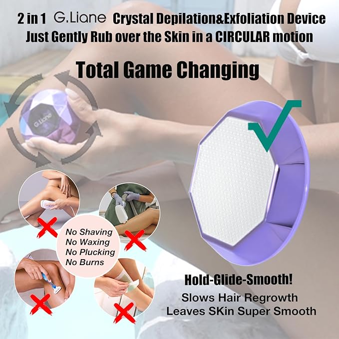 Crystal Hair EraserPainless Nano Hair Remover ExfoliationGentle and Efficient Glass Hair Removal Device Without WaxingNatural Epilator for Women and Men(Violet)