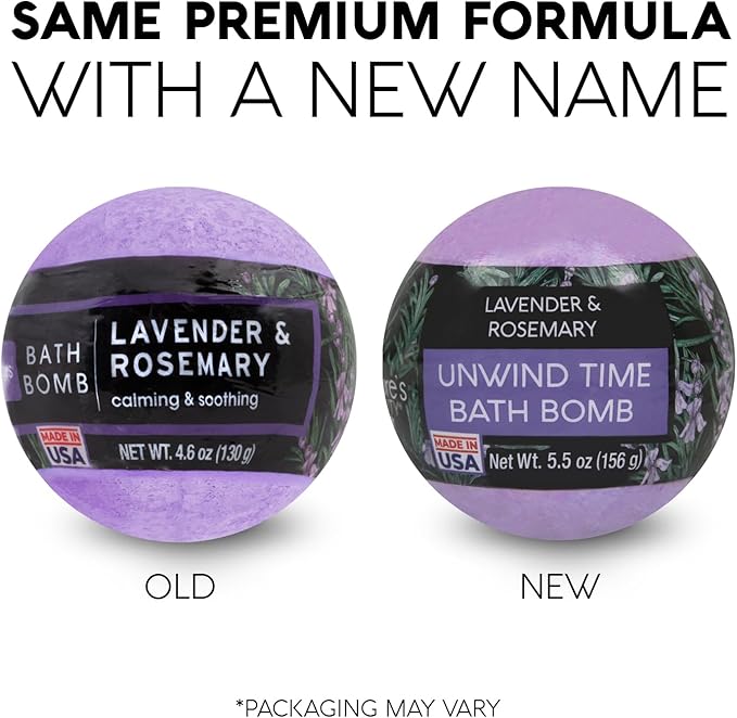Nature's Beauty Lavender &amp Rosemary Bath Bomb Multi-Pack - Luxury Fizzy Spa Bath Bomb to Help Calm Soothe + Revive Dull and Dry Skin Made with Coconut Oil &amp Witch Hazel 5.5 oz (4 Pack)