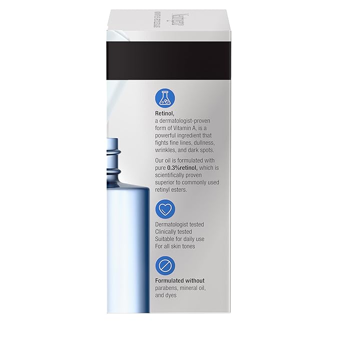 Neutrogena Rapid Wrinkle Repair Retinol Face Oil Daily Anti-Aging Face Serum to Fight Fine Lines Deep Wrinkles &amp Dark Spots 1.0 fl. oz