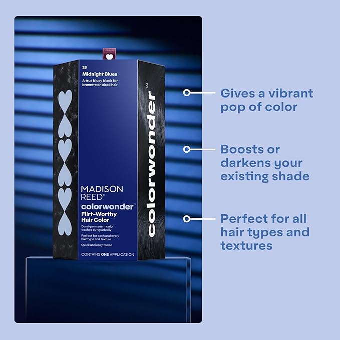 Madison Reed colorwonder Demi-Permanent Hair Color Effortless At-Home Hair Dye Ammonia-Free Cruelty-Free Midnight Blues (2B Blue Black) Pack of 2