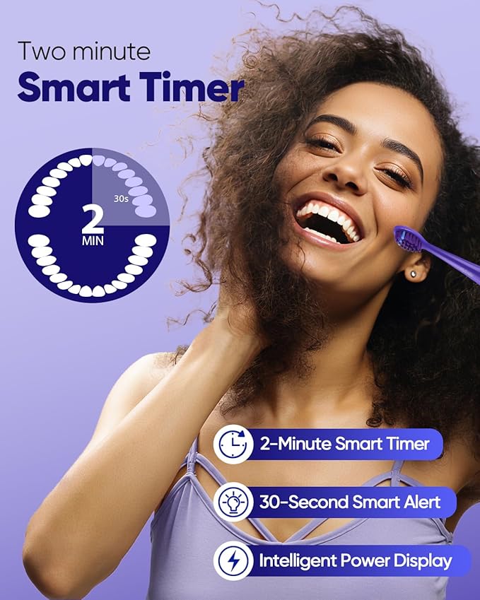 MySmile DY156 Electric Toothbrush for Adults Rechargeable Sonic Battery Toothbrush Portable with 3 Brush Heads 2 Mins 5 Modes Smart Timer 45000VPM One Charge for 60 Days