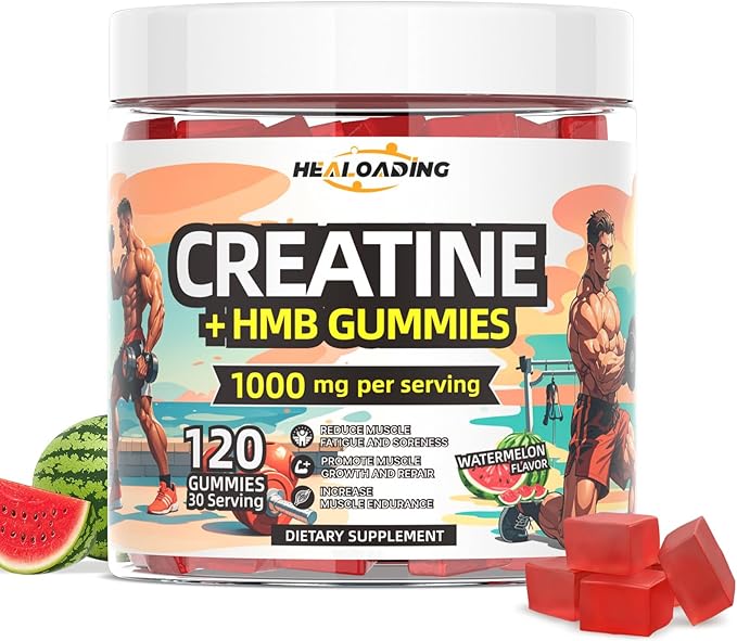 Creatine Monohydrate Gummies HMB Supplements for Men - Creatine and HMB Supplement for Boost Strength Performance Build Muscle Supports and Muscle Growth &amp Recovery