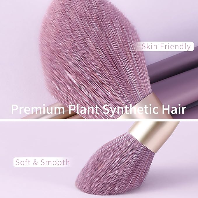 Purple Natural Fiber Makeup Brushes Set with Case Vegan Makeup Brush Set Professional by ENZO KEN Colorful Cosmetic Brushes Makeup Set Make up Brush Set Professional Purple Makeup Brush Set Vegan.