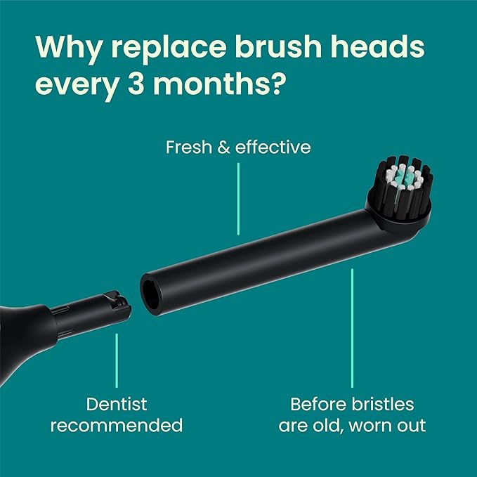 quip Rev 360 Oscillating Electric Toothbrush Heads - 4 Pack - Verified quip Brush Head Refills for Oscillating Toothbrushes - Soft Bristles Dual-Length Compact - Last 3 Months Each - Black