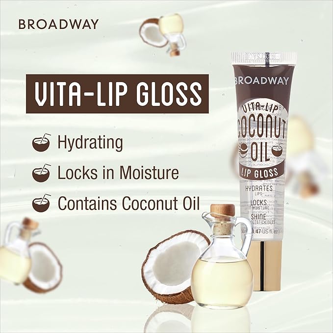 Ruby Kisses Broadway Vita-Lip Clear Lip Gloss (48 Pack) Ultra-Hydrating &amp Soothing Formula with Vitamins High-Shine Non-Sticky Finish Lip Balm with Mint Rosehip Coconut Mango Argan Honey S