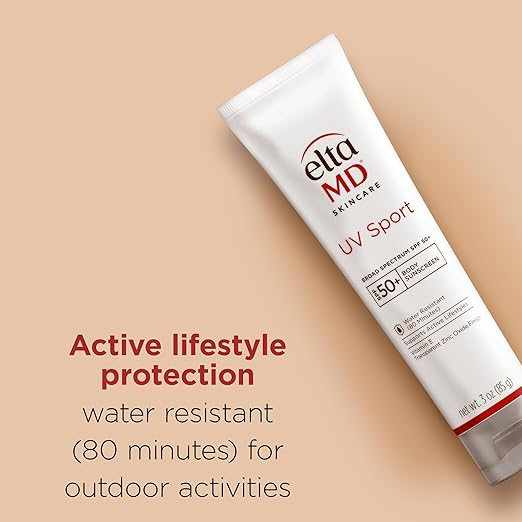 EltaMD UV Sport Sunscreen Lotion SPF 50 Body Sunscreen Water and Sweat Resistant Oil-Free Zinc Oxide Formula