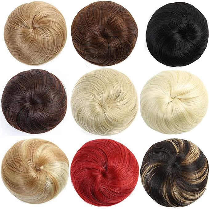 Hair Accessories Synthetic Barrette Donut Bun with Drawstring Hair Comb Straight Hair Bun Extension Headband Wig for Women Hair Pieces For Women(588-05)