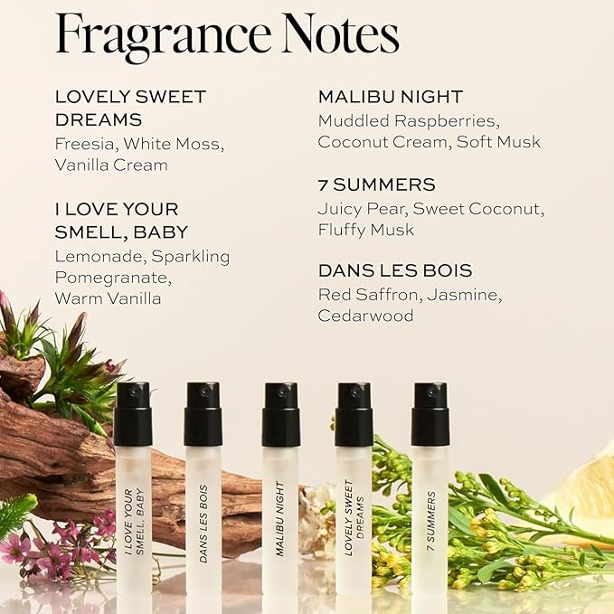 DIME Beauty Perfume Sampler Hypoallergenic Clean Perfumes Eau de Toilette For Women (Set of 5 2 ml)