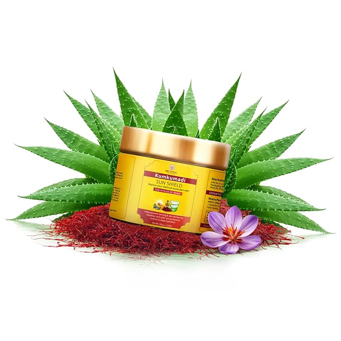 Kumkumadi Sunscreen | Ayurvedic Sun Shield with Saffron Aloe Vera &amp Licorice | Sun Protection Without White Cast | Non-Greasy No Chemicals or Fragrance | 100ml