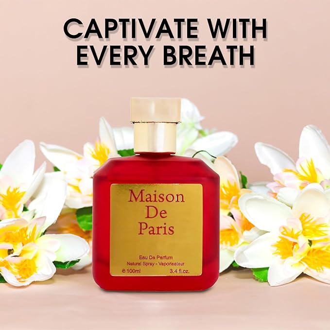 4-Piece Women's Perfume Set with 10ml Rollerball EDP Collection Variety of FragrancesLong Lasting Fragrance (JASMINE/Maison de Paris RED/LUCKY BAMBOO/Floral Blossom)