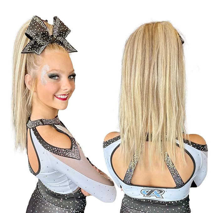 SEIKEA Cheer Ponytail Hair Piece 16 Straight Cheerleader Hairpiece Ponytail Extension for Cheerleader Competition Dance Golden Champagne Blonde