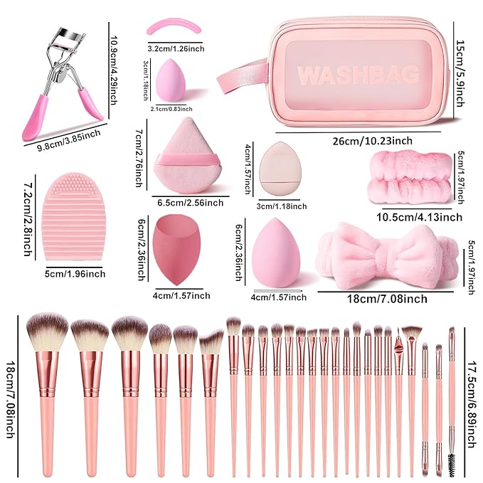 61Pcs Pink Makeup Brushes Set Professional Makeup Kit Multi-functional Makeup Tool Set with Case Facial Makeup Accessories Foundation Makeup Brush Kit Eye and Face Make up Brushes &amp Tools
