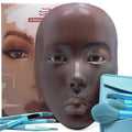 3D makeup Practice Face Board Silicone Makeup Mannequin Face Reusable Beginner Practice Eye Makeup Face Eye Fake Silicone Makeup Artist Full Face Practice Eyelash Eye Shadow Eyeliner Pen Simulatio